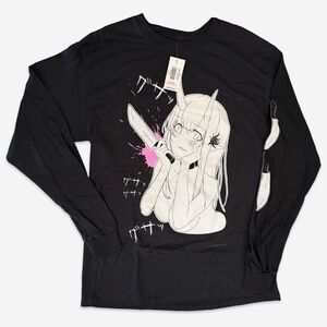 Lewd Complex Yandere Yurei Long Sleeve Graphic T-Shirt black anime